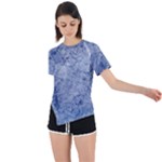 Blue Grunge Texture, Wall Texture, Blue Retro Background Asymmetrical Short Sleeve Sports T-Shirt