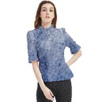 Blue Grunge Texture, Wall Texture, Blue Retro Background Frill Neck Blouse