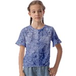 Blue Grunge Texture, Wall Texture, Blue Retro Background Kids  Cuff Sleeve Scrunch Bottom T-Shirt