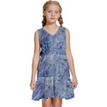 Blue Grunge Texture, Wall Texture, Blue Retro Background Kids  Sleeveless Tiered Mini Dress