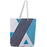 Blue Lines Background, Retro Backgrounds, Blue Full Print Rope Handle Tote (Large)
