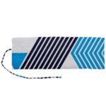 Blue Lines Background, Retro Backgrounds, Blue Roll Up Canvas Pencil Holder (M)