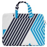 Blue Lines Background, Retro Backgrounds, Blue MacBook Pro 13  Double Pocket Laptop Bag