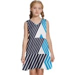 Blue Lines Background, Retro Backgrounds, Blue Kids  Sleeveless Tiered Mini Dress