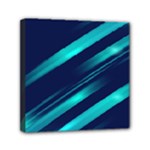 Blue Neon Lines, Blue Background, Abstract Background Mini Canvas 6  x 6  (Stretched)