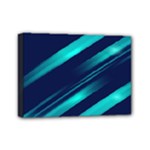 Blue Neon Lines, Blue Background, Abstract Background Mini Canvas 7  x 5  (Stretched)