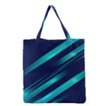 Blue Neon Lines, Blue Background, Abstract Background Grocery Tote Bag