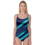 Blue Neon Lines, Blue Background, Abstract Background Camisole Leotard 