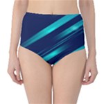 Blue Neon Lines, Blue Background, Abstract Background Classic High-Waist Bikini Bottoms