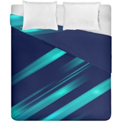 Blue Neon Lines, Blue Background, Abstract Background Duvet Cover Double Side (California King Size) from UrbanLoad.com