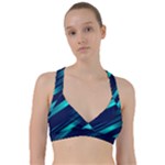 Blue Neon Lines, Blue Background, Abstract Background Sweetheart Sports Bra