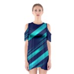 Blue Neon Lines, Blue Background, Abstract Background Shoulder Cutout One Piece Dress