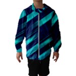 Blue Neon Lines, Blue Background, Abstract Background Kids  Hooded Windbreaker