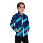 Blue Neon Lines, Blue Background, Abstract Background Kids  Windbreaker