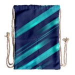 Blue Neon Lines, Blue Background, Abstract Background Drawstring Bag (Large)