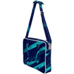 Blue Neon Lines, Blue Background, Abstract Background Cross Body Office Bag