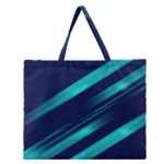Blue Neon Lines, Blue Background, Abstract Background Zipper Large Tote Bag