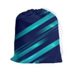 Blue Neon Lines, Blue Background, Abstract Background Drawstring Pouch (2XL)