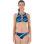 Blue Neon Lines, Blue Background, Abstract Background Perfectly Cut Out Bikini Set