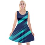 Blue Neon Lines, Blue Background, Abstract Background Reversible Velvet Sleeveless Dress