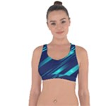 Blue Neon Lines, Blue Background, Abstract Background Cross String Back Sports Bra