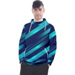 Blue Neon Lines, Blue Background, Abstract Background Men s Pullover Hoodie