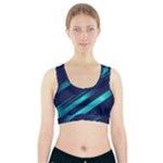Blue Neon Lines, Blue Background, Abstract Background Sports Bra With Pocket