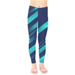 Blue Neon Lines, Blue Background, Abstract Background Kids  Leggings