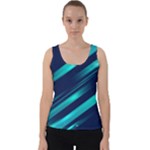 Blue Neon Lines, Blue Background, Abstract Background Velvet Tank Top