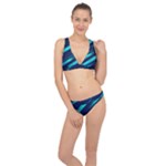 Blue Neon Lines, Blue Background, Abstract Background Classic Banded Bikini Set 