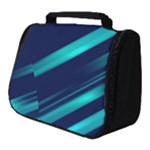 Blue Neon Lines, Blue Background, Abstract Background Full Print Travel Pouch (Small)