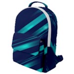 Blue Neon Lines, Blue Background, Abstract Background Flap Pocket Backpack (Small)