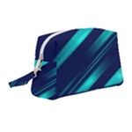 Blue Neon Lines, Blue Background, Abstract Background Wristlet Pouch Bag (Medium)