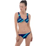 Blue Neon Lines, Blue Background, Abstract Background Ring Detail Crop Bikini Set