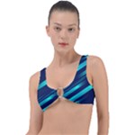 Blue Neon Lines, Blue Background, Abstract Background Ring Detail Bikini Top
