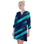 Blue Neon Lines, Blue Background, Abstract Background Open Neck Shift Dress