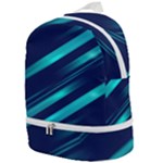 Blue Neon Lines, Blue Background, Abstract Background Zip Bottom Backpack