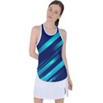 Blue Neon Lines, Blue Background, Abstract Background Racer Back Mesh Tank Top