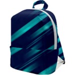 Blue Neon Lines, Blue Background, Abstract Background Zip Up Backpack