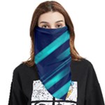 Blue Neon Lines, Blue Background, Abstract Background Face Covering Bandana (Triangle)