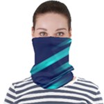 Blue Neon Lines, Blue Background, Abstract Background Face Seamless Bandana (Adult)