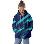 Blue Neon Lines, Blue Background, Abstract Background Kids  Oversized Hoodie