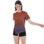 Orange To Blue, Abstract, Background, Blue, Orange, Asymmetrical Short Sleeve Sports T-Shirt