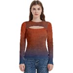 Orange To Blue, Abstract, Background, Blue, Orange, Women s Cut Out Long Sleeve T-Shirt