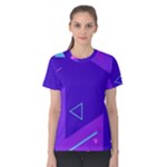Purple Geometric Abstraction, Purple Neon Background Women s Cotton T-Shirt