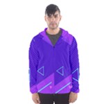 Purple Geometric Abstraction, Purple Neon Background Men s Hooded Windbreaker
