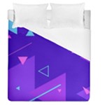 Purple Geometric Abstraction, Purple Neon Background Duvet Cover (Queen Size)