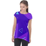 Purple Geometric Abstraction, Purple Neon Background Cap Sleeve High Low Top