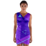 Purple Geometric Abstraction, Purple Neon Background Wrap Front Bodycon Dress