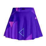 Purple Geometric Abstraction, Purple Neon Background Mini Flare Skirt